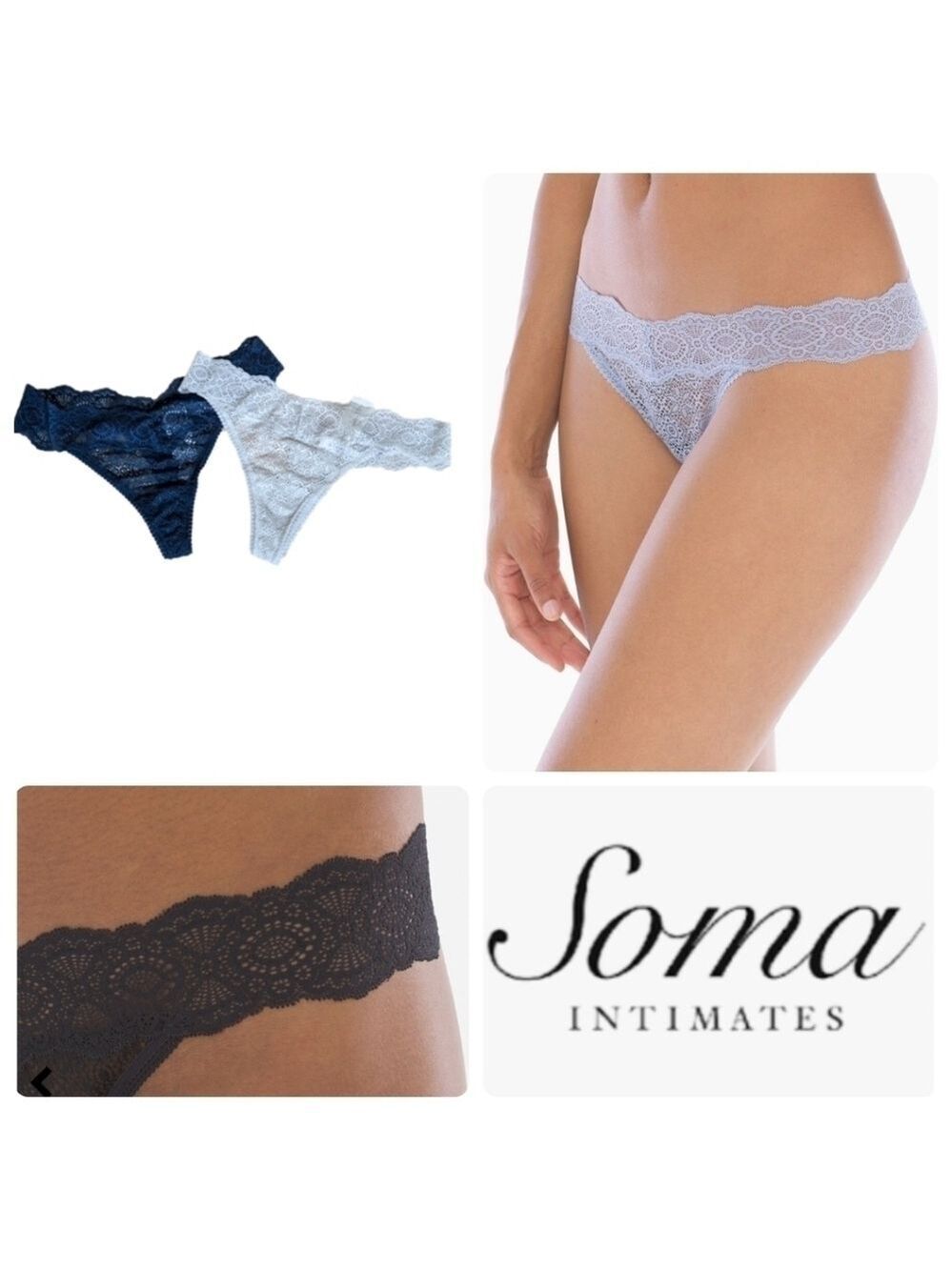 SOMA Set of 2 Embraceable Allover Geo lace thong